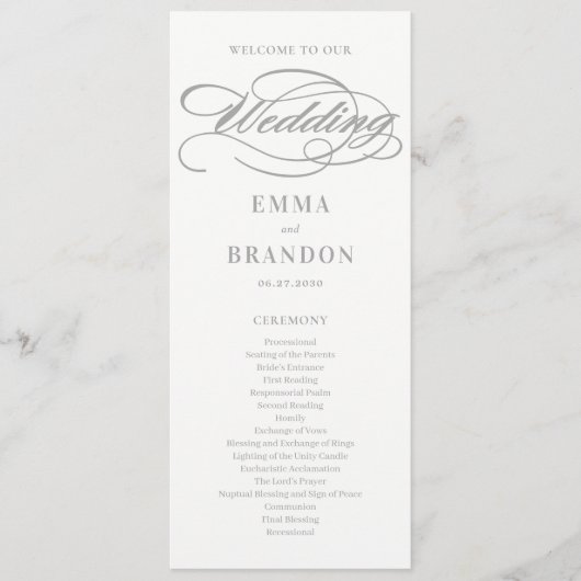 Poetic Script EDITABLE FARBEN Hochzeitsprogramm Programm (Vorderseite)