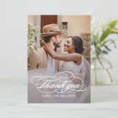 Poetic Script Foto Hochzeit Danke Karte (Stehend Vorderseite)