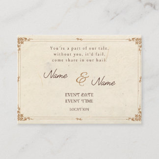 Poetic Vintage Wedding Invitation Card Begleitkarte
