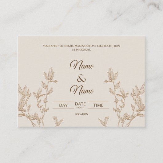 Poetic Wedding Invitation Card Begleitkarte (Vorderseite)