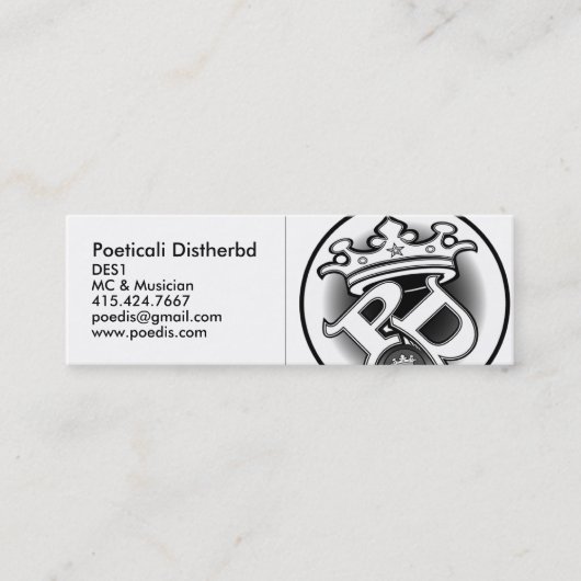 Poeticali Distherbd, Lux-Karte Mini Visitenkarte (Vorderseite)