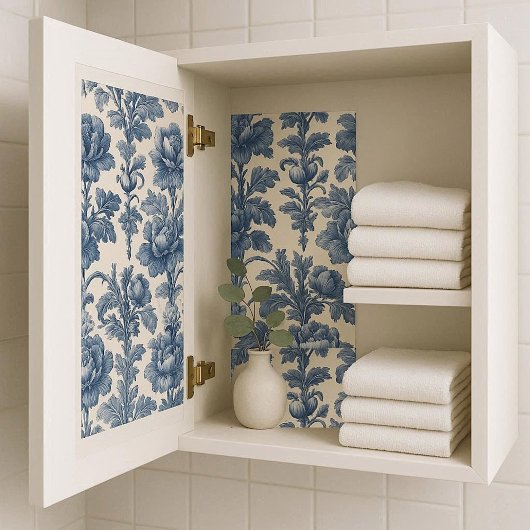 Poetische Rosen Französische Toile Floral Blau His Seidenpapier