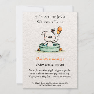 Poetische und Minimalistische Puppy Pool-Party Ein Einladung