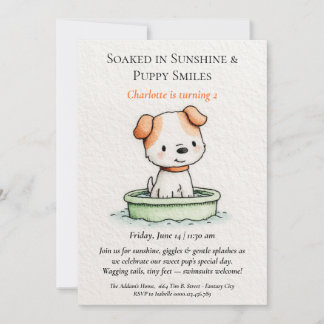 Poetische und Minimalistische Puppy Pool-Party Ein Einladung