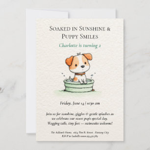Poetische und Minimalistische Puppy Pool-Party Ein Einladung