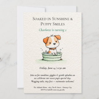 Poetische und Minimalistische Puppy Pool-Party Ein Einladung