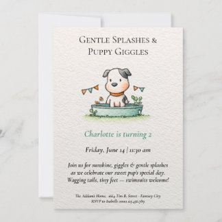 Poetische und Minimalistische Puppy Pool-Party Ein Einladung