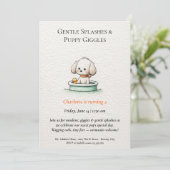 Poetische und Minimalistische Puppy Pool-Party Ein Einladung (Stehend Vorderseite)