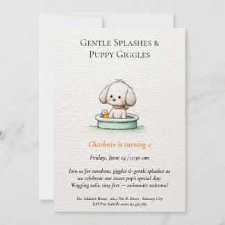Poetische und Minimalistische Puppy Pool-Party Ein Einladung