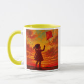 Poetischer, farbiger Mug, Drachen am Drachen. Tasse (Links)