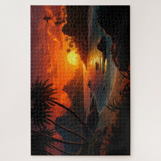 Poetischer Sonnenuntergang am tropischen Strand Puzzle (Vertikal)
