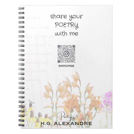 “Poetry Painted Softly” – Notebook Notizblock (Vorderseite)