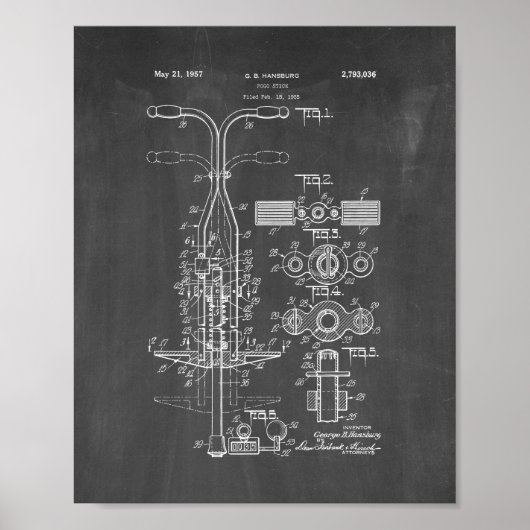 Pogo Stick Patent - Chalkboard Poster (Vorne)
