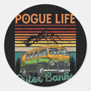 Pogue Life Oututer Banks Vintages Hippie-Camping Runder Aufkleber