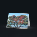 Pohutukawa tree on beach (NZ Christmas Tree) Feiertagskarte<br><div class="desc">A beautiful pohutukawa tree in full bloom by the beach.  A truly iconic piece of kiwiana.</div>