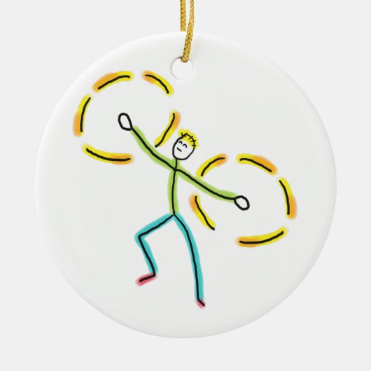 Poi Spinning Stickman Keramik Ornament (Vorne)