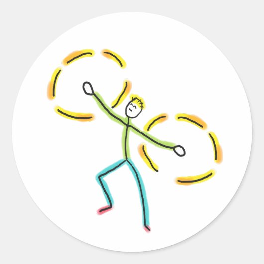 Poi Spinning Stickman Runder Aufkleber (Vorderseite)