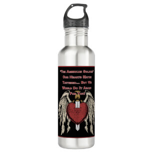 Poigne amerikanische Soldatin Tattered Hearts Edelstahlflasche