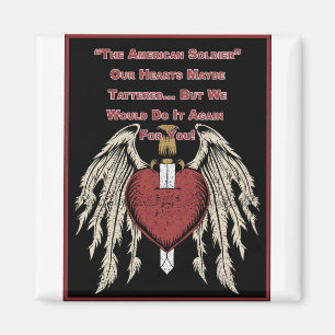 Poigne amerikanische Soldatin Tattered Hearts Magnet