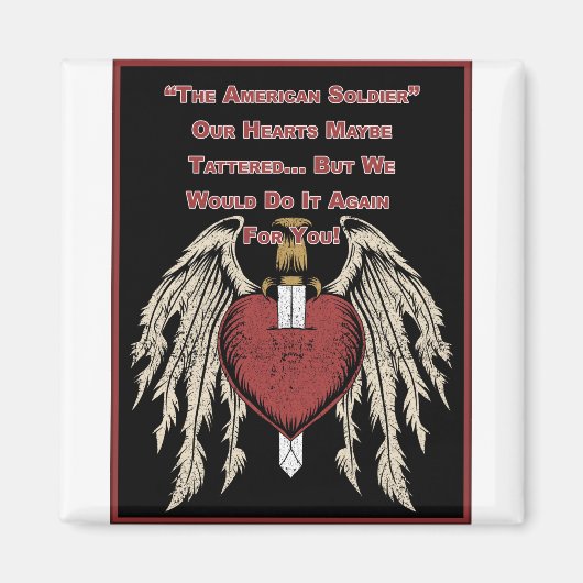Poigne amerikanische Soldatin Tattered Hearts Magnet (Vorne)