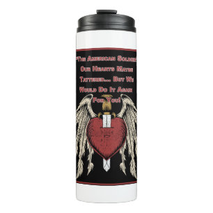 Poigne amerikanische Soldatin Tattered Hearts Thermosbecher