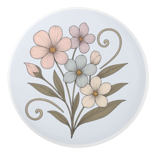 Poignée en Céramique douceur du matin, florale Keramikknauf (Vorderseite)