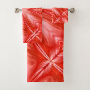 Poinciana Rot Milchweiß Wolken Abstraktes Design Badhandtuch Set