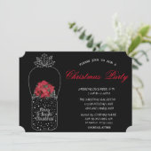 Poindettia, Mason Jar Weihnachtsfest im Unternehme Einladung (Stehend Vorderseite)