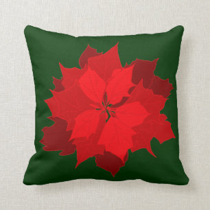 Poinsetta modernes Weihnachtsrotes grünes Kissen