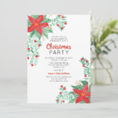 Poinsetta Weihnachtsfeier Einladung (Stehend Vorderseite)