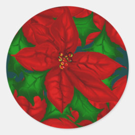 Poinsetta Weihnachtssticker Runder Aufkleber