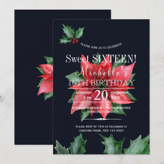 Poinsettia 16 . Geburtstag Einladung