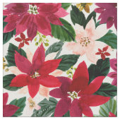 POINSETTIA ABUNDANCE Roter Feiertag Stoff (Nahaufnahme)