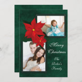 Poinsettia Add Foto Christmas Card Feiertagskarte (Vorne/Hinten)