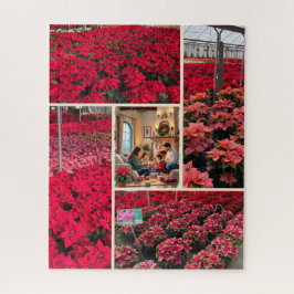 Poinsettia Add Your Photo Christmas Holiday Gift Puzzle
