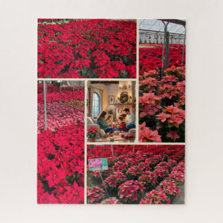 Poinsettia Add Your Photo Christmas Holiday Gift Puzzle