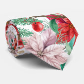 Poinsettia and berries floral Christmas holiday Krawatte (Gerollt)