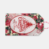Poinsettia and Candy Canes Gift Tag Geschenkanhänger (Vorderseite (Horizontal))