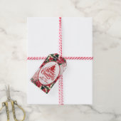 Poinsettia and Candy Canes Gift Tag Geschenkanhänger (Mit Garn)