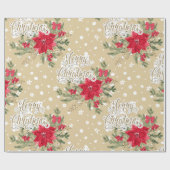 Poinsettia and Holly Berries Christmas Geschenkpapier (Flach)