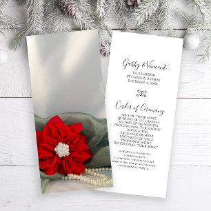 Poinsettia and Pearls Green Winter Wedding Program Programm