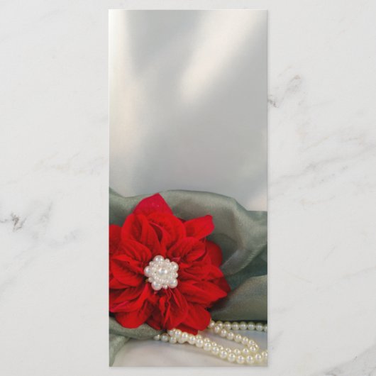 Poinsettia and Pearls Green Winter Wedding Program Programm (Vorderseite)