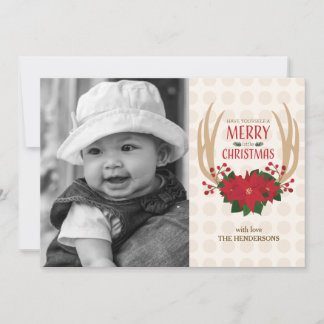 Poinsettia Antlers Holiday Foto Card Feiertagskarte