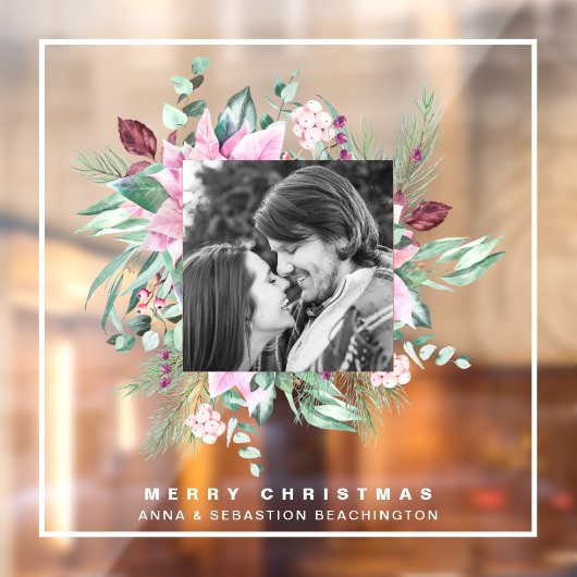 *~* Poinsettia AP20 Frohe Weihnachtsfeier FOTO Fensteraufkleber (Blatt 2)