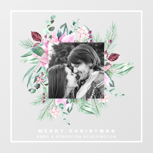 *~* Poinsettia AP20 Frohe Weihnachtsfeier FOTO Fensteraufkleber (Blatt)