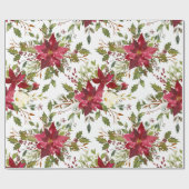 Poinsettia-Aquarell-Blumenweihnachtsgeschenk Geschenkpapier (Flach)