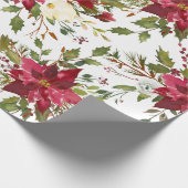 Poinsettia-Aquarell-Blumenweihnachtsgeschenk Geschenkpapier (Ecke)