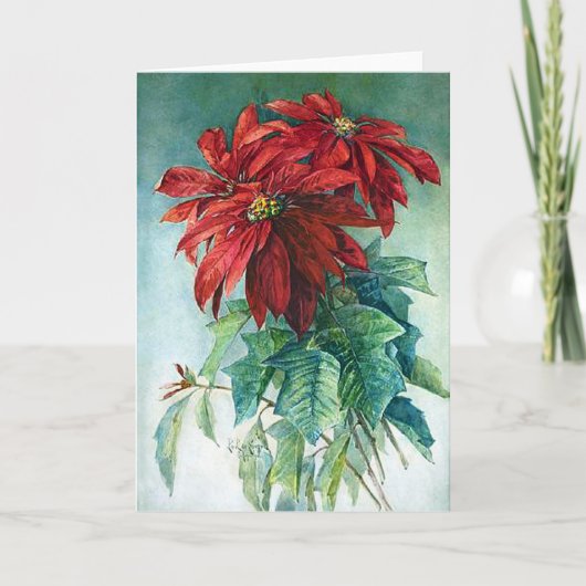 Poinsettia-Aquarell-Kunst-Gruß-Karte Karte (Vorderseite)