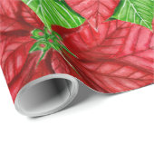 Poinsettia Aquarellbild Geschenkpapier (Rolleneckpunkt)