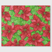 Poinsettia Aquarellbild Geschenkpapier (Flach)
